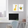 Conjunto 2 Quadros de Animais Amarelo Quarto de Bebê