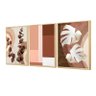 kit3 quadros decorativos estilo boho chic plantas geometrico