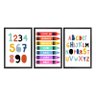 Kit 3 Quadros para Decoração Infantil Alfabeto Educativo