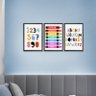 Kit 3 Quadros para Decoração Infantil Alfabeto Educativo