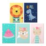 Kit 5 Quadros Decorativos Infantil Animais Quarto Bebê