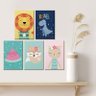 Kit 5 Quadros Decorativos Infantil Animais Quarto Bebê