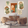 Kit 4 Quadros Boho Folhagens Formas Abstrato Frases Samambaia Terracota.png