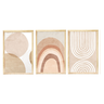 Kit 3 Quadros Decorativos Estilo Boho Formas Abstrato Moderno com Moldura