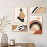 kit4 quadros estilo abstrato chic boho bege