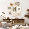 kit8 quadros decorativos abstrato folhagens estilo boho chic para sala quarto