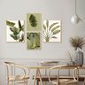 kit4 quadros decorativos folhagens plantas verde
