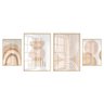 Kit 4 Quadros Decorativos Abstrato Minimalista Boho - Natural - Com Vidro