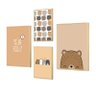 kit4 quadros infantil ursinhos marrom bege delicado