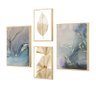 kit4 quadros decorativos marmore folhas elegante